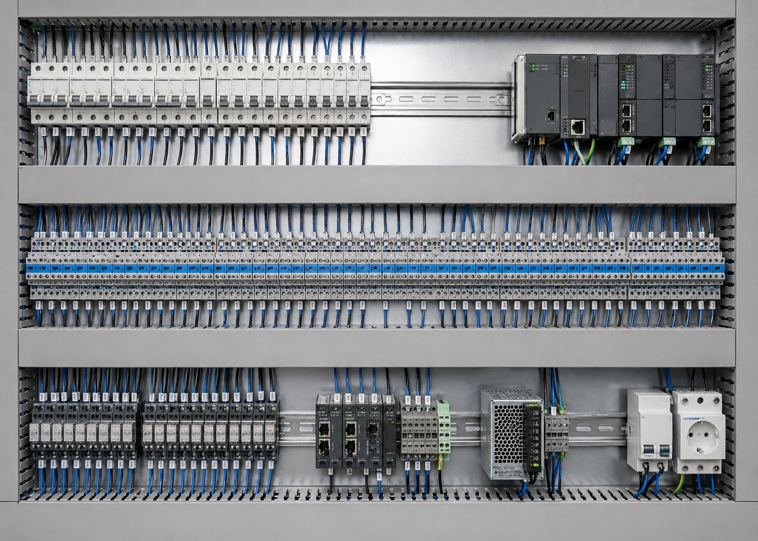 Technicien travaillant sur un tableau &eacute;lectrique